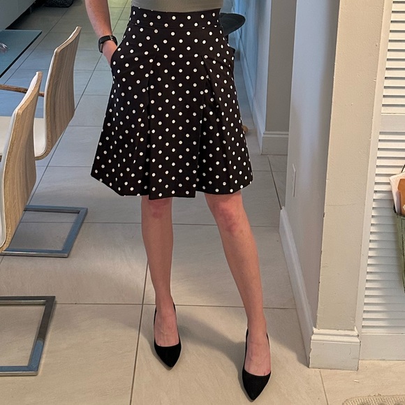 CAROLINA HERRERA POLKA-DOT PLEATED DAY SKIRT - SIZE 4 - Picture 2 of 13